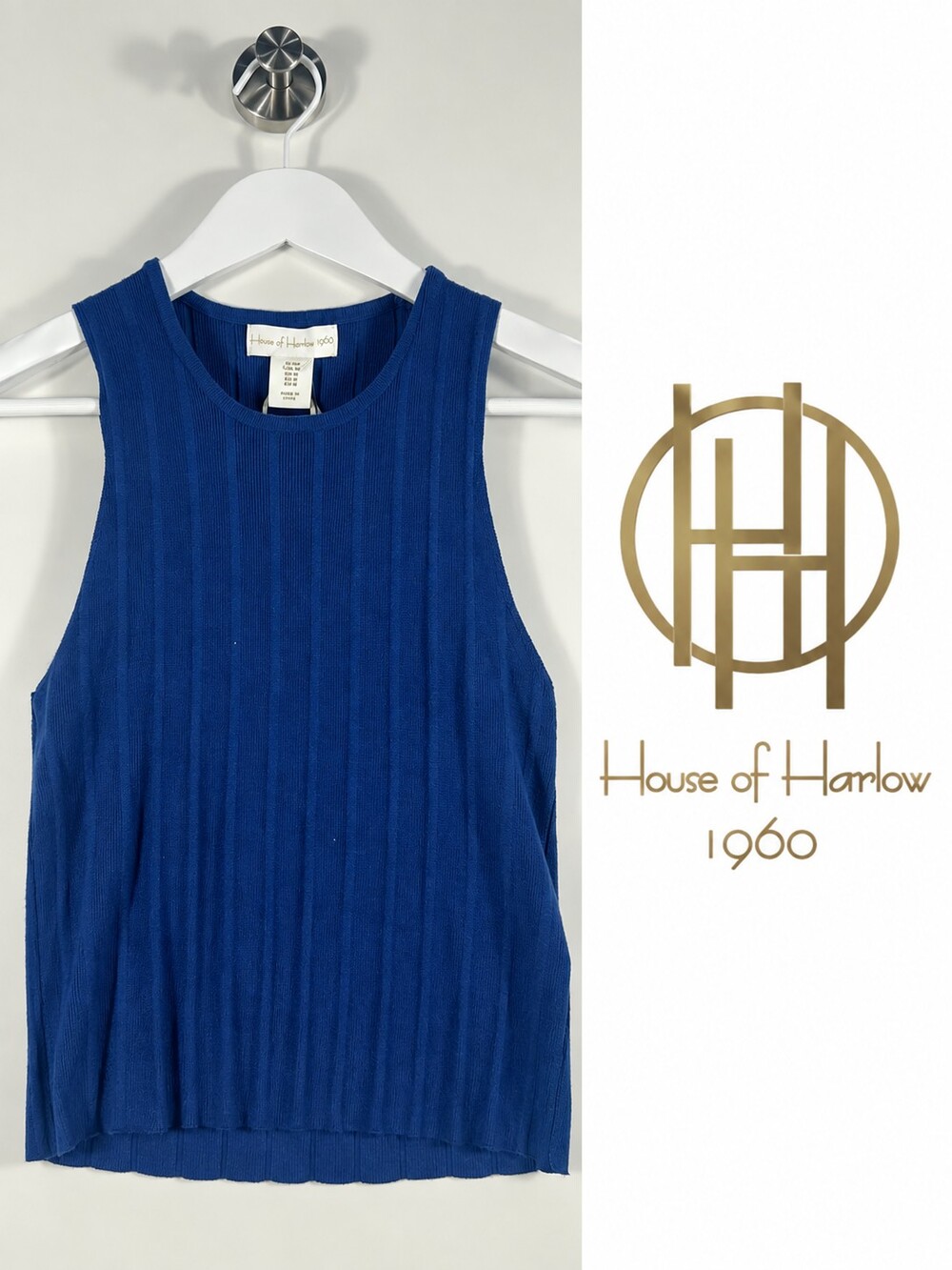 House of Harlow 1960 Blue Sleeveless Knit Tank Top Medium